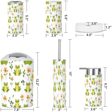 6 Piece Cute Frogs Bathroom Accessories Set