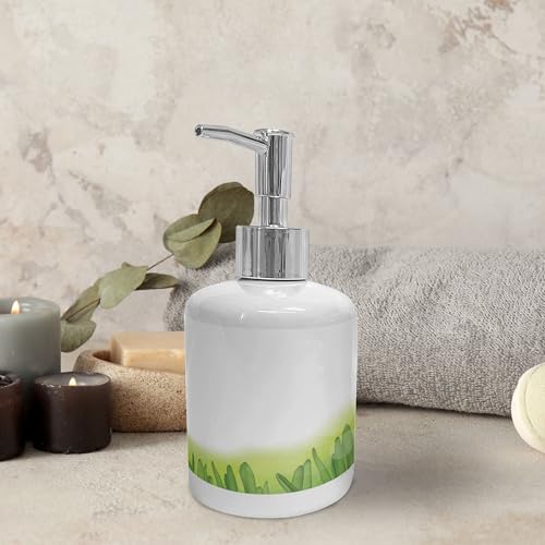 Ambesonne Daffodil Ceramic Soap Dispenser Toothbrush Holder Set