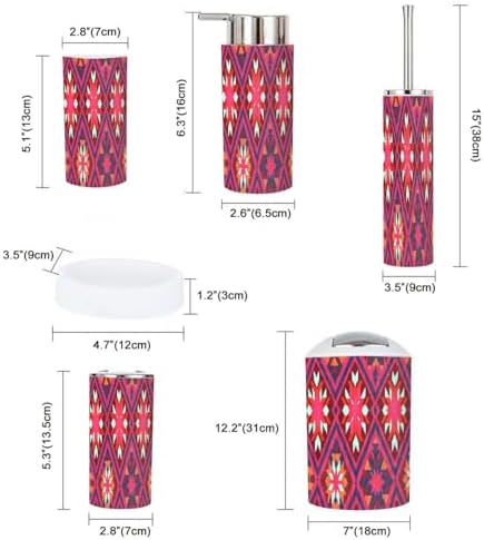Boho Ikat Art Bathroom Accessory Set 6 Piece
