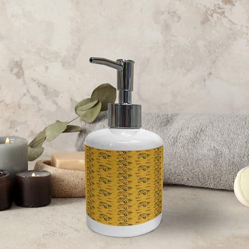 Ambesonne Ceramic Soap Toothbrush Holder Set 2 Pcs Earth Yellow Black and Umber
