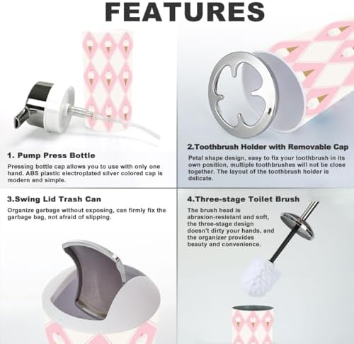 6 Pcs Bathroom Accessories Set with Ice Cream Cone Design