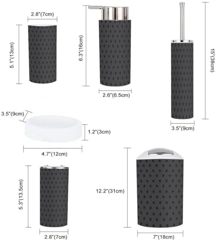Modern Bathroom Accessories Set 6 Pcs Black White