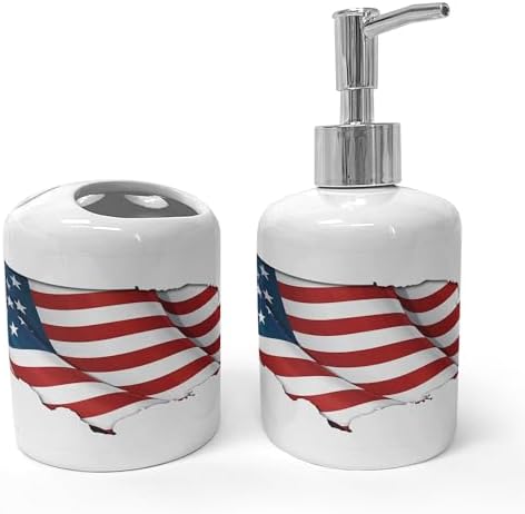 Ambesonne World Map Soap Dispenser Toothbrush Holder Set