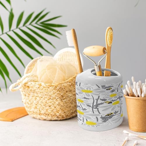 Ambesonne Grey Soap Dispenser Toothbrush Holder Set 2 Pcs