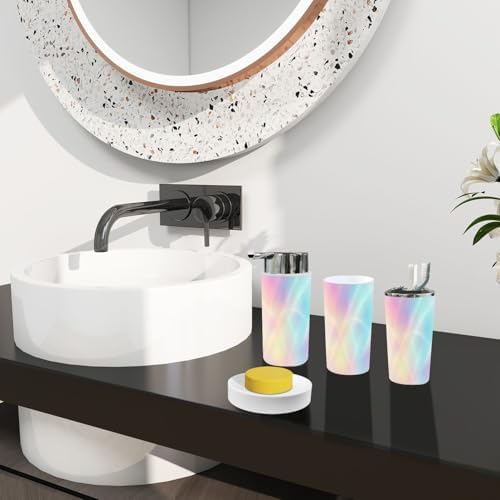 TRANQDEHOM 6-Piece Rainbow Holographic Bathroom Accessory Set