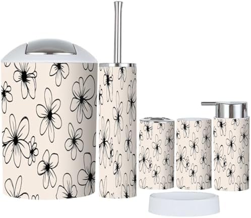 TRANQDEHOM 6 Piece Boho Style Bathroom Accessories Set