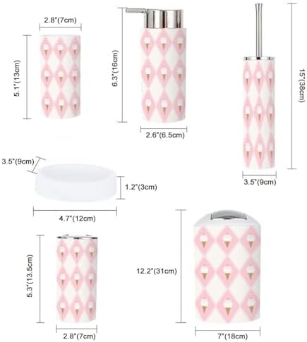 6 Pcs Bathroom Accessories Set with Ice Cream Cone Design