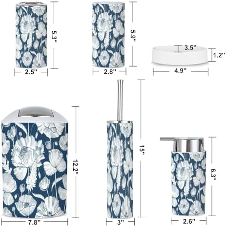 6 Piece Monochrome Bathroom Accessories Set