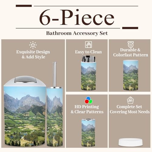 6 Piece Bathroom Accessories Set with Boho Decor 1