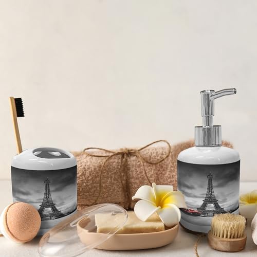 Ambesonne Eiffel Tower Soap Toothbrush Holder Set 1