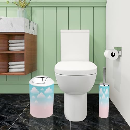 Boho Cloud Trash Can Toothbrush Holder Set