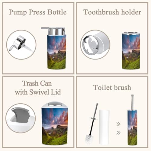 6 Piece Sunset Quiraing Isle Skye Bathroom Accessories Set