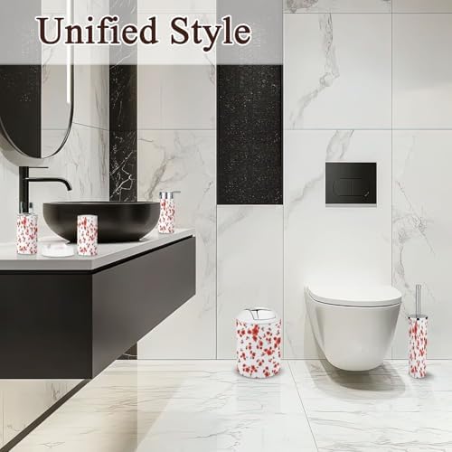 6 Piece Bathroom Accessories Set with Red Toss