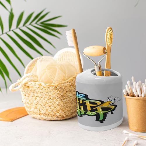 Ambesonne Graffiti Soap Dispenser Toothbrush Holder Set 2 Pcs Pale Taupe