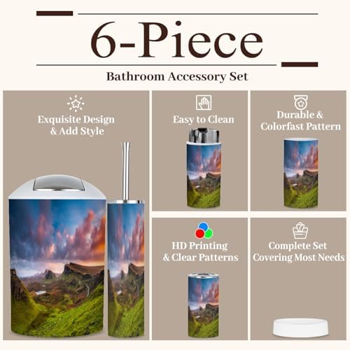 6 Piece Sunset Quiraing Isle Skye Bathroom Accessories Set
