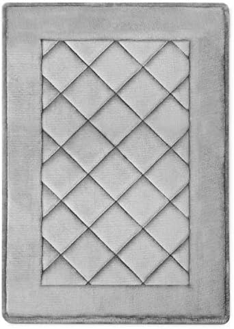MICRODRY SoftLux Diamond Embroidered Bath Mat 17x24 Silver
