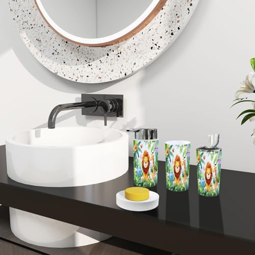 Bathroom Accessory Set 6 Piece for Kids Jungle Animals