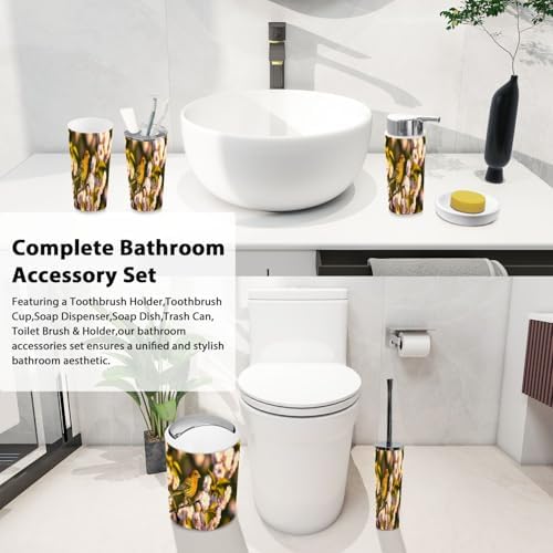 Boho Bathroom Accessory Set 6 Piece in Cherry