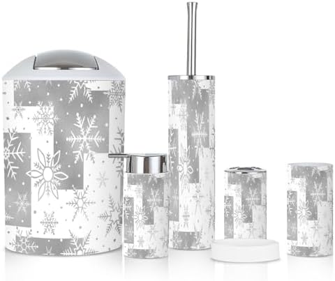 6-Piece Bathroom Accessories Set with Snowflake Pattern