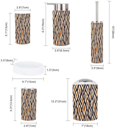 Boho Ikat Bathroom Accessory Set of 6