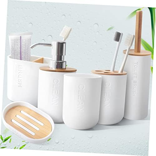 LABRIMP 4-Piece Bathroom Set with White Lotion Bottle