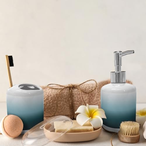 Ambesonne Ombre Soap Dispenser Toothbrush Holder Set 1