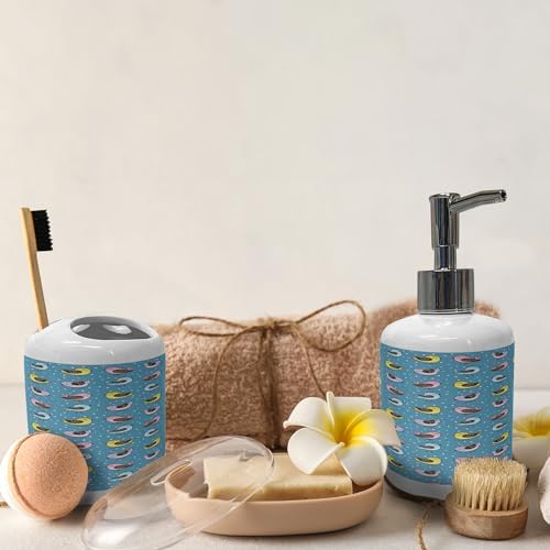 Ambesonne Animals Soap Dispenser Toothbrush Holder Set 1
