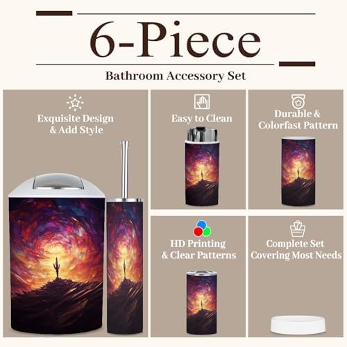 6 Piece Desert Cactus Bathroom Accessories Set