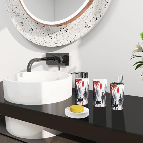 Boho Japanese Style Bathroom Accessory Set of 6