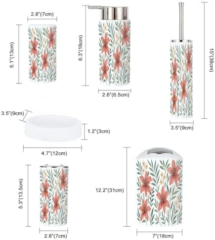 Boho Floral Bathroom Accessory Set 6 Piece 1