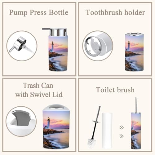 6 Piece Bathroom Accessories Set Fort Pickering Lighthouse