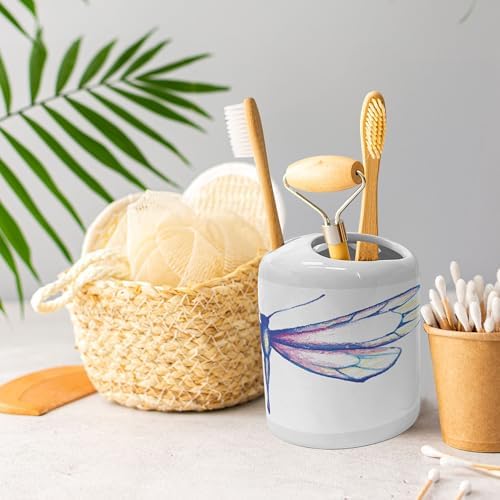 Ambesonne Dragonfly Ceramic Soap Dispenser Toothbrush Holder Set 2 Pcs