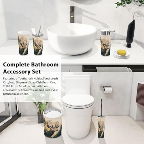 Boho Bathroom Accessory Set 6 Piece Modern Nature Design