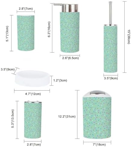 Stylish 6-Piece Bathroom Accessories Set with Blue Donut Glaze Design