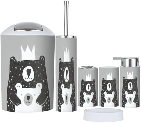 Bathroom Accessories Set 6 Pcs Big Bear Little Baby Bear Design