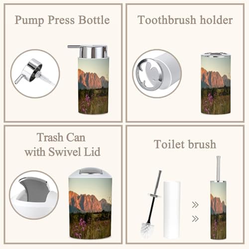 Cosmos Flowers Bathroom Accessories Set 6 Piece