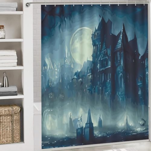 Kuizee Halloween Shower Curtain Set with 4 Rugs