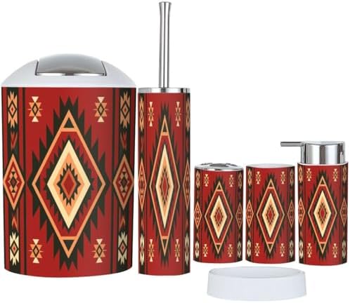 Boho Native Bathroom Accessory Set 6 Piece