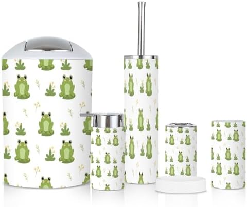 6 Piece Cute Frogs Bathroom Accessories Set 1