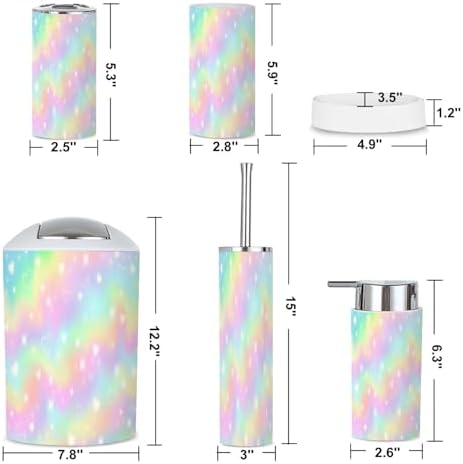 Rainbow Girlie Bathroom Accessories Set 6 Piece