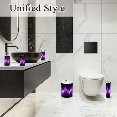 6 Piece Bathroom Accessories Set with Neon Purple Design