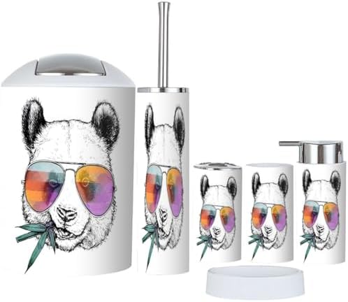 Modern Bathroom Accessories Set 6 Pcs Funny Panda Design