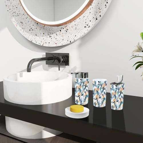 Boho Autumn Flowers Bathroom Accessory Set 6 Piece