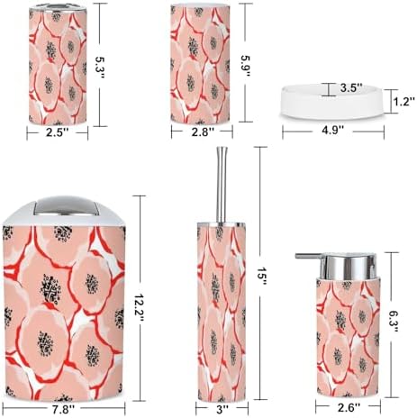 6 Piece Bathroom Accessories Set with Floral Design