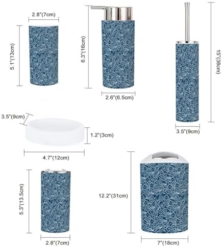 Traditional Japanese Bathroom Accessories Set 6 Pcs