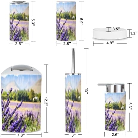 6 Piece Lavender Field Bathroom Accessories Set 1
