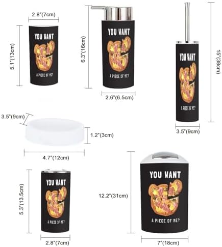 Bathroom Accessories Set 6 Pcs with Pizza Bear Design