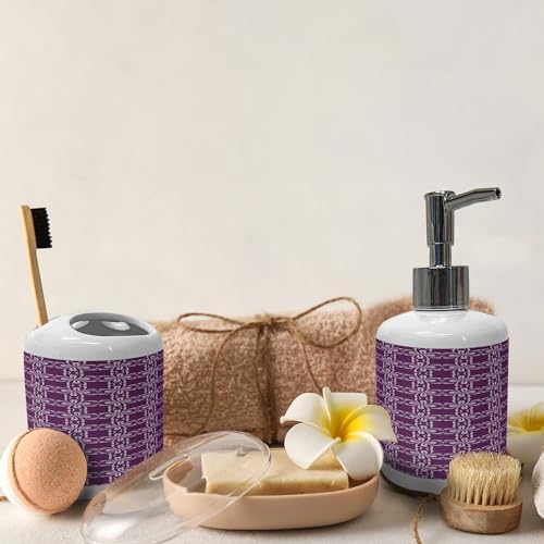 Ambesonne Ceramic Soap Toothbrush Holder Set 2 Pcs