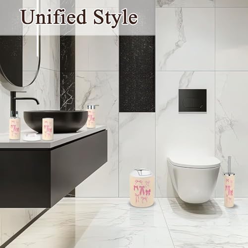 6 Piece Boho Bathroom Accessories Set with Seamless Print