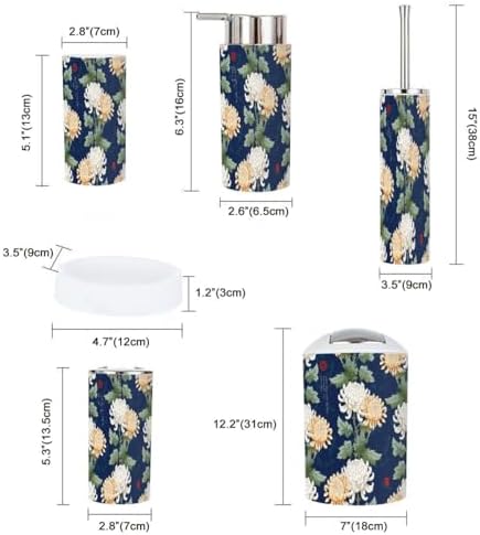 Bathroom Accessories Set 6 Pcs Modern Durable Decor